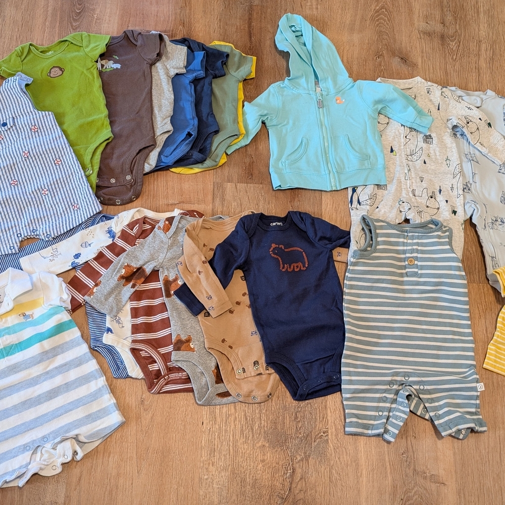 Baby boy 3 months clothes love sleeve onesies,  Rompers, footed long sleeve ones